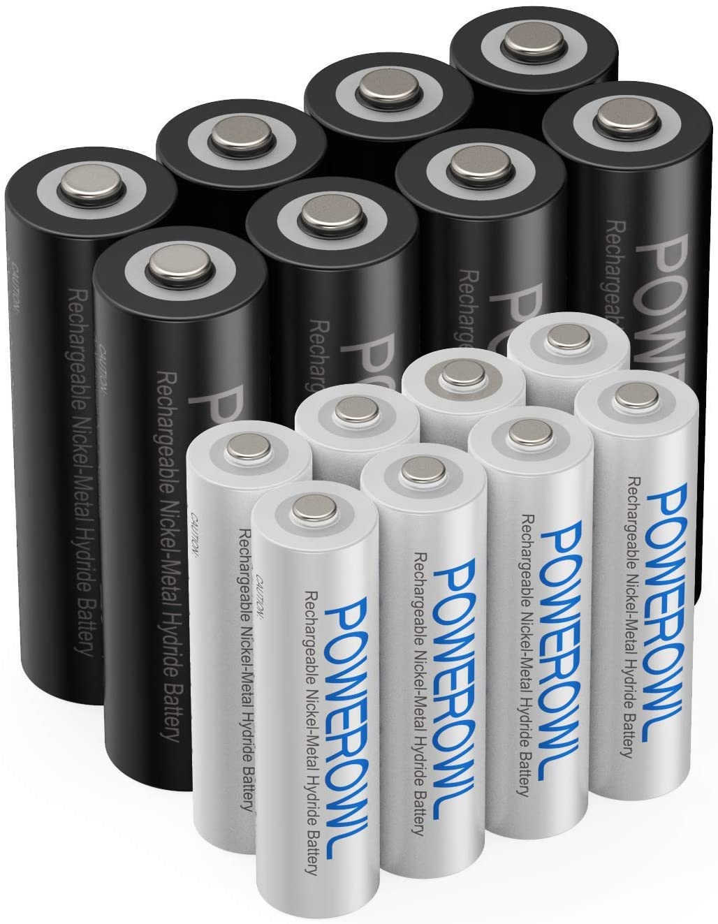 POWEROWL Piles Rechargeables AAA,1000mAh 1,2V Ni-Mh Batterie 1200 Cycles Faible Auto-décharge Pile avec Emballage écologique Lot de 16 