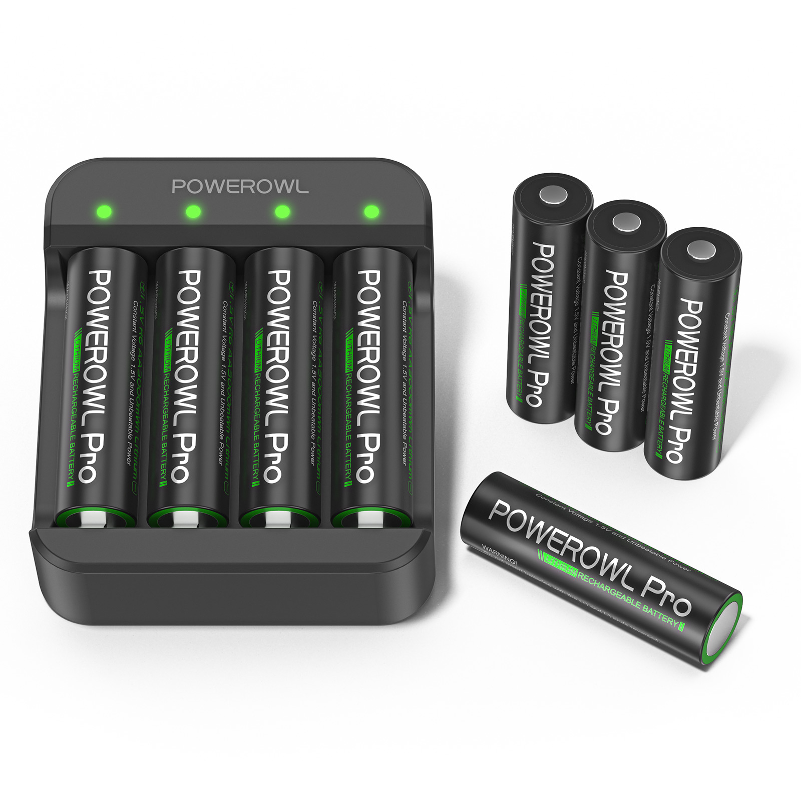 POWEROWL Lithium Rechargeable AA Batteries w/Charger, 3000mWh 1.5V Constant Voltage Double A Battery