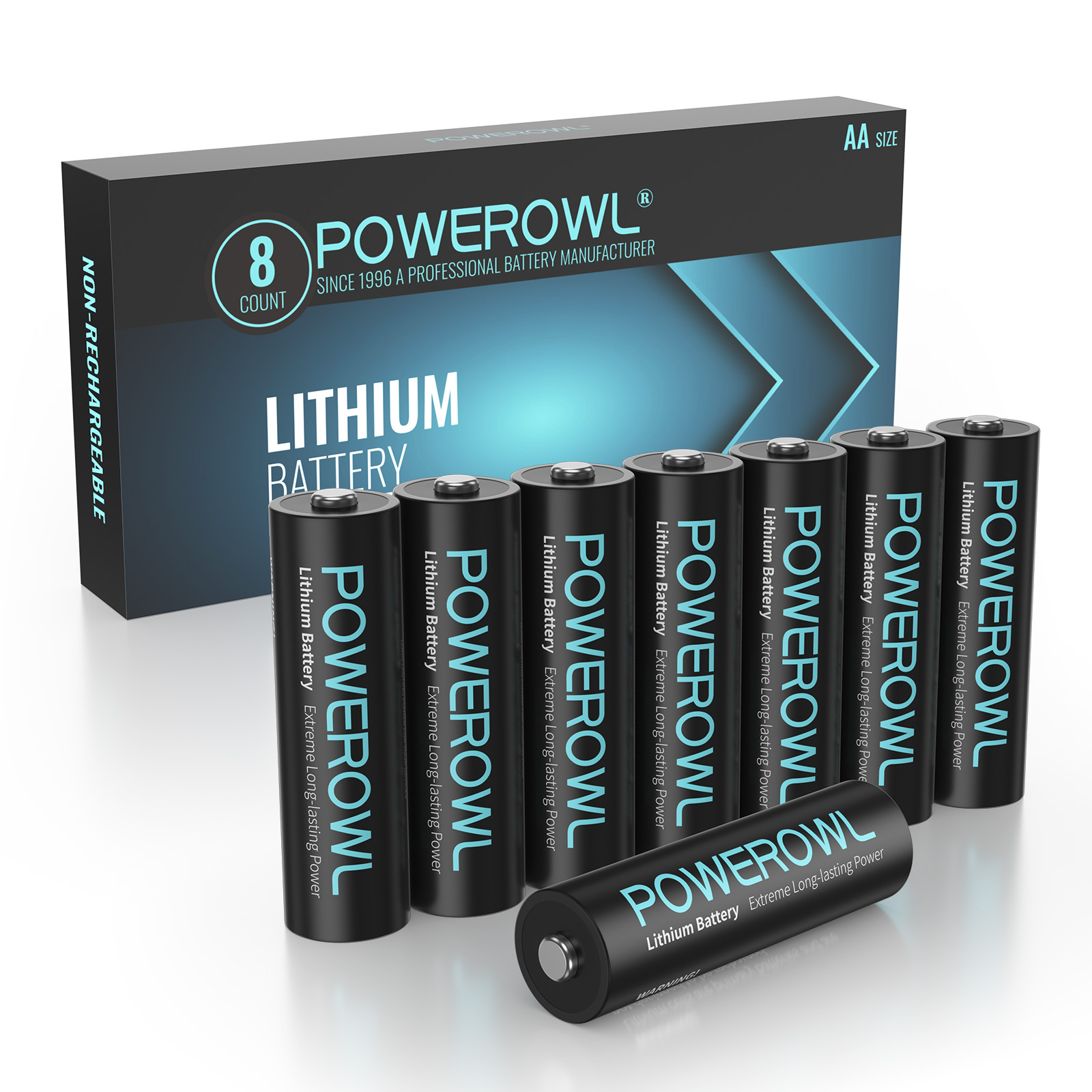POWEROWL Lithium Batteries AA High Capacity Long Lasting, 1.5V Double A Battery for High-Tech Devices - 8 Pack