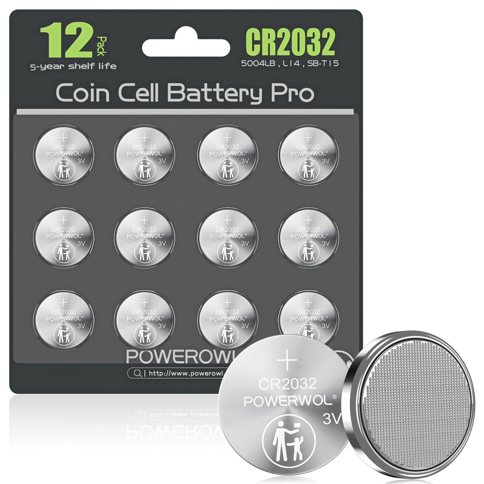POWEROWL High Capacity CR2032 Battery 12 Pack - CR2032 Lithium 3V Coin Battery Replacement for Apple Airtag Key Fob Remote Controller LED Candles Glucometer