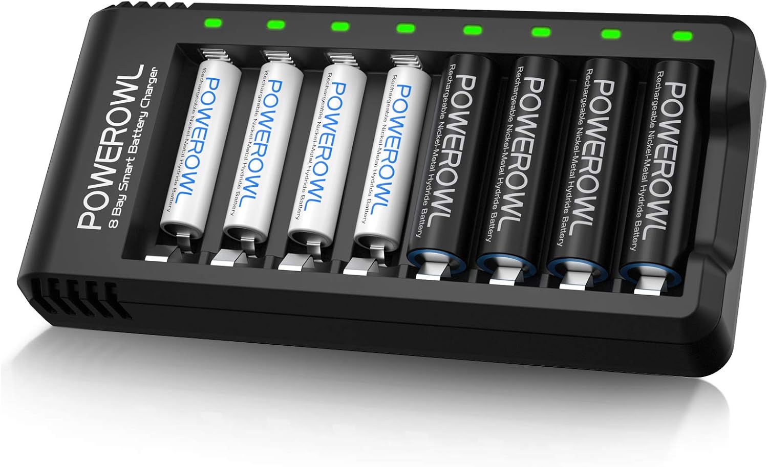 Powerowl Rechargeable Battery Charger with 4 AA and 4 AAA Rechargeable Batteries NiMH