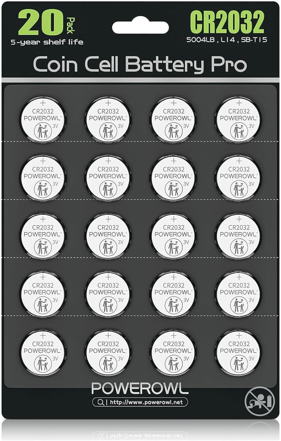 20 Pack Powerowl CR2032 Battery 3 Volt Lithium Battery Coin Button Cell