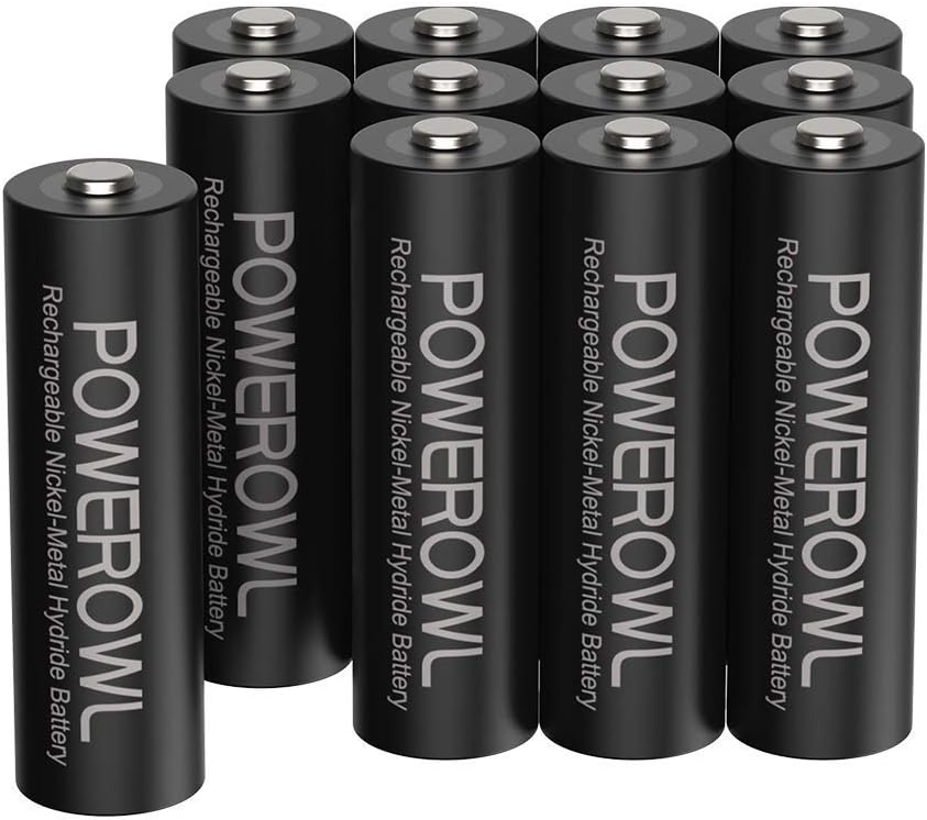 Powerowl 2800mAh Rechargeable AA Batteries 12-Pack NiMH High Capacity Double a Batteries