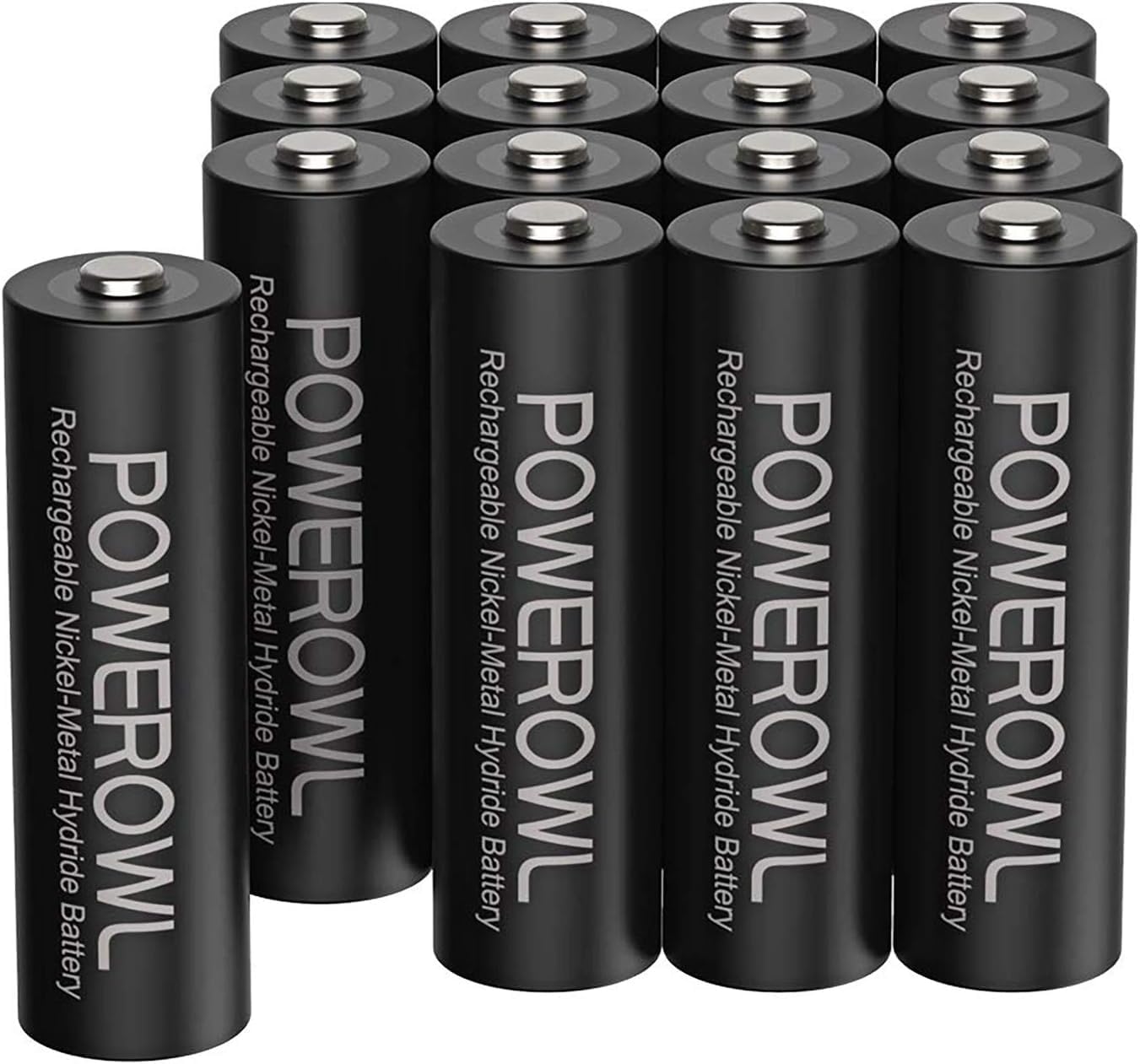 POWEROWL AA battery 2800mAh AA battery rechargeable 16 pieces (low self-discharge, 1200 cycles) 1.2v NI-MH